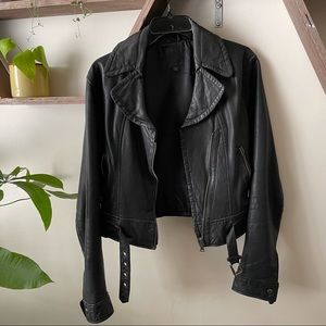 Express Cropped Leather Jacket